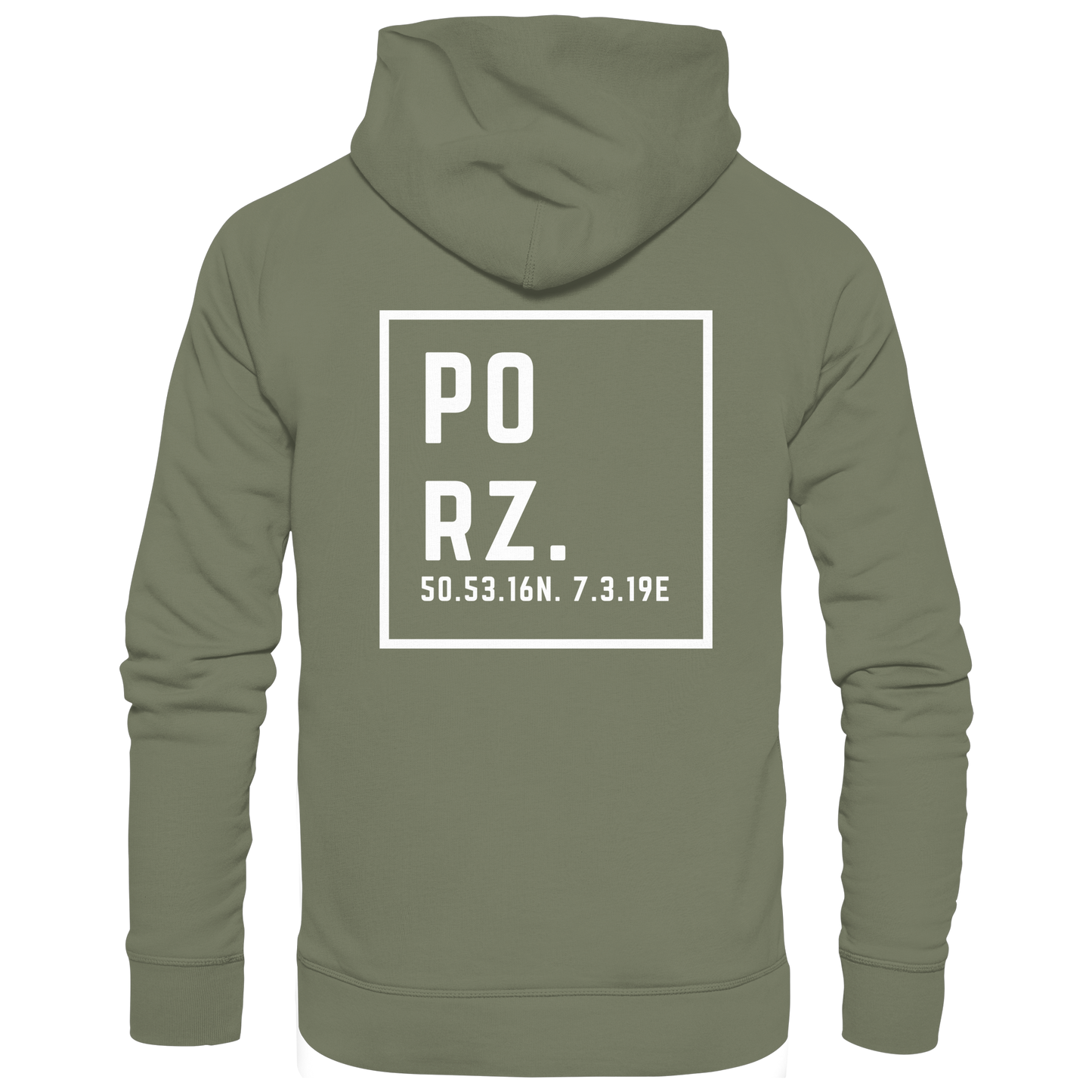 Porz Koordinaten (großer Druck Rücken) - Premium Unisex Hoodie