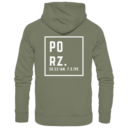 Porz Koordinaten (großer Druck Rücken) - Premium Unisex Hoodie