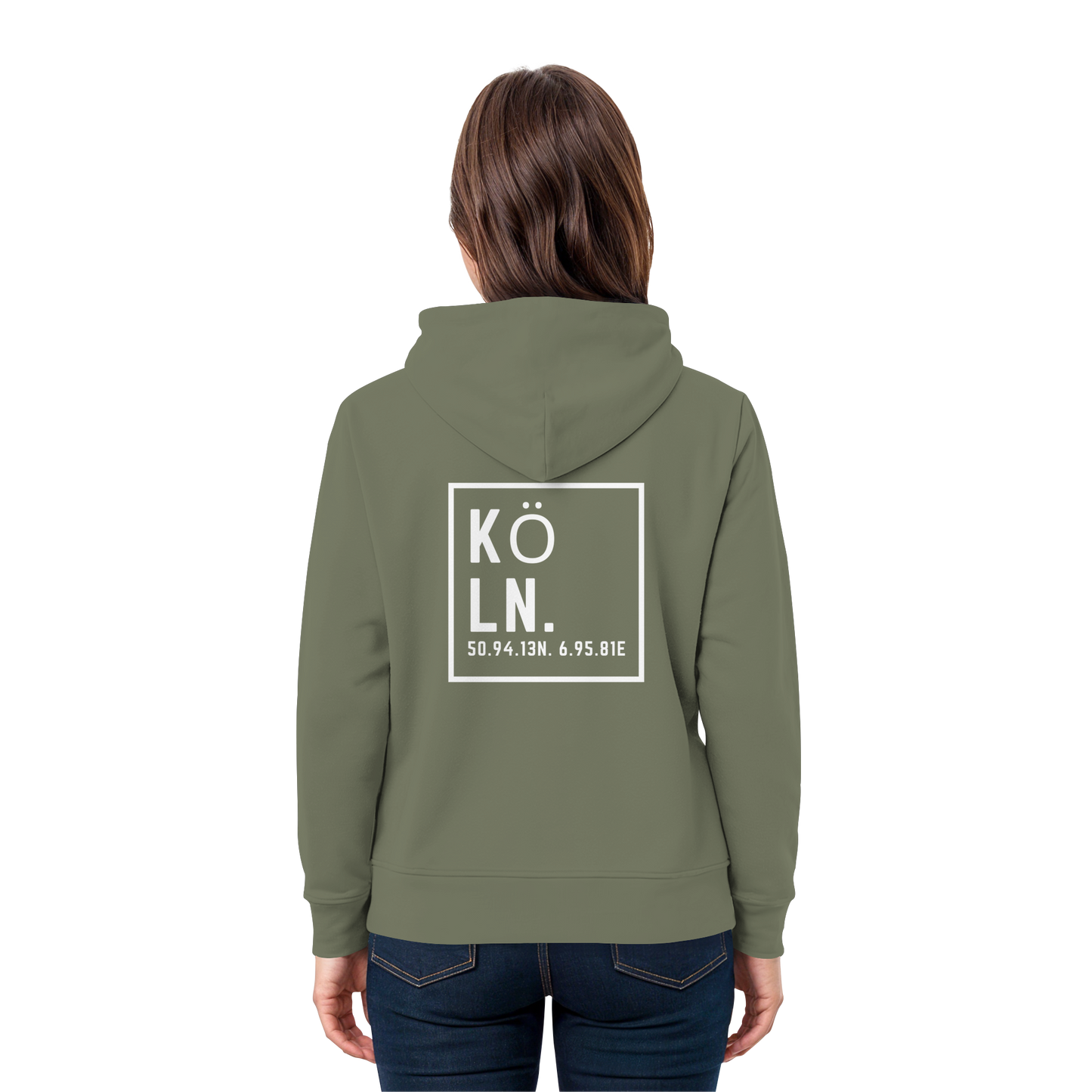 Köln Koordinaten (großer Druck auf dem Rücken) - Premium Unisex Hoodie