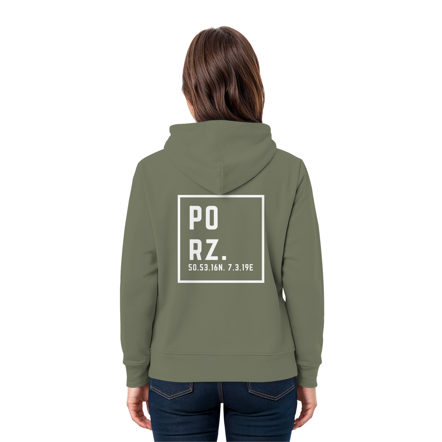 Porz Koordinaten (großer Druck Rücken) - Premium Unisex Hoodie