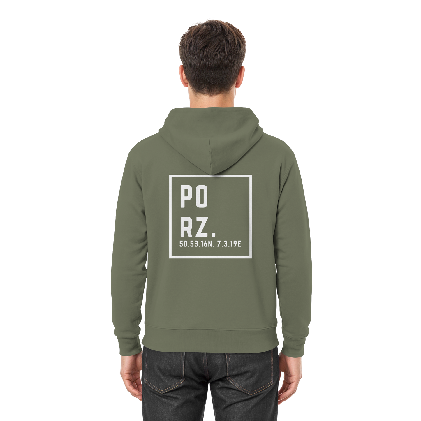 Porz Koordinaten (großer Druck Rücken) - Premium Unisex Hoodie