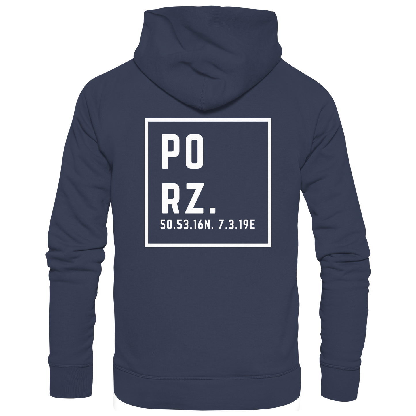 Porz Koordinaten (großer Druck Rücken) - Premium Unisex Hoodie