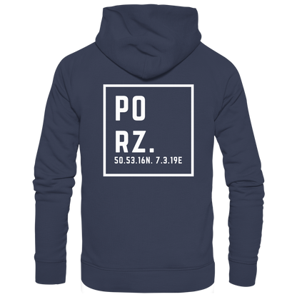 Porz Koordinaten (großer Druck Rücken) - Premium Unisex Hoodie