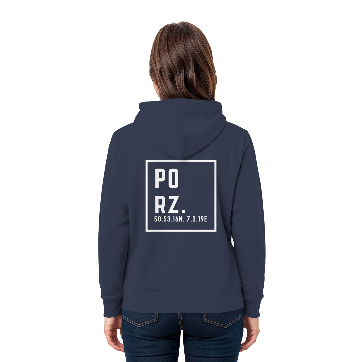 Porz Koordinaten (großer Druck Rücken) - Premium Unisex Hoodie