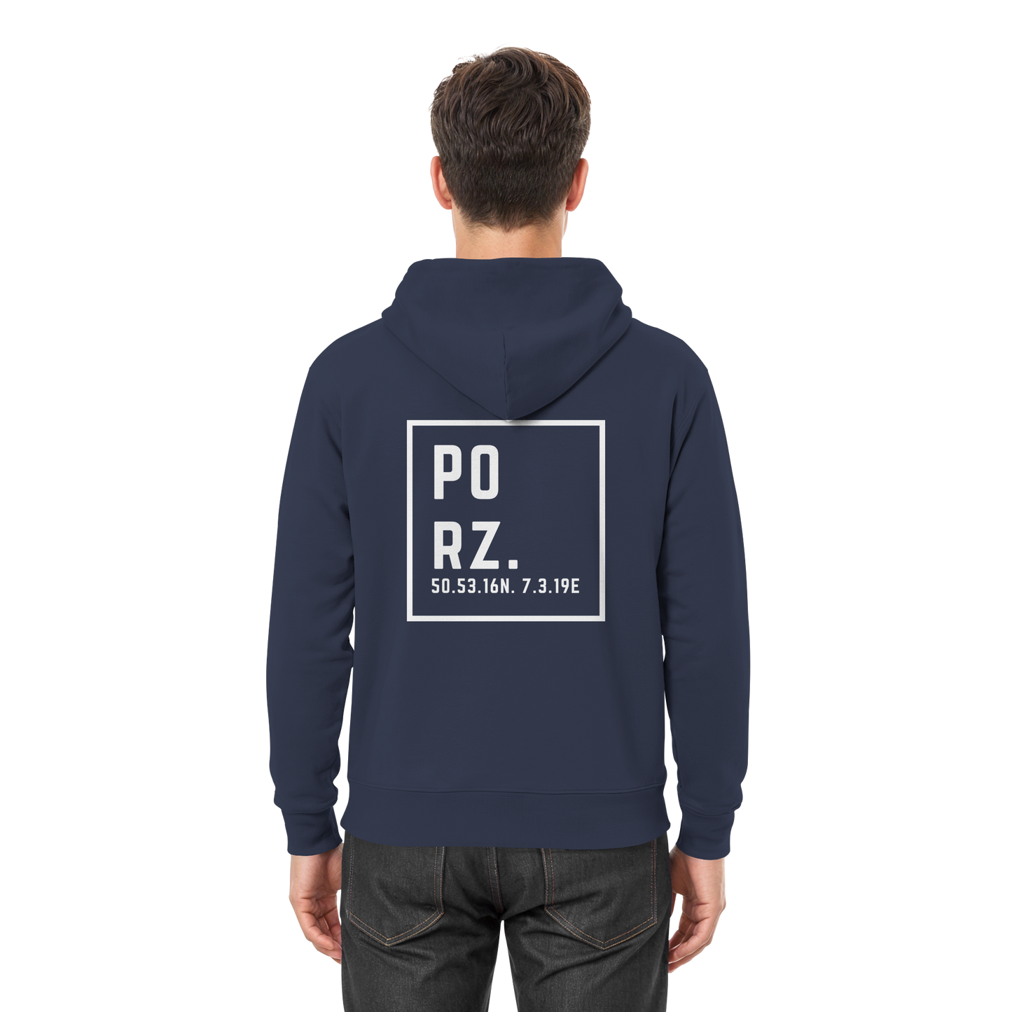 Porz Koordinaten (großer Druck Rücken) - Premium Unisex Hoodie