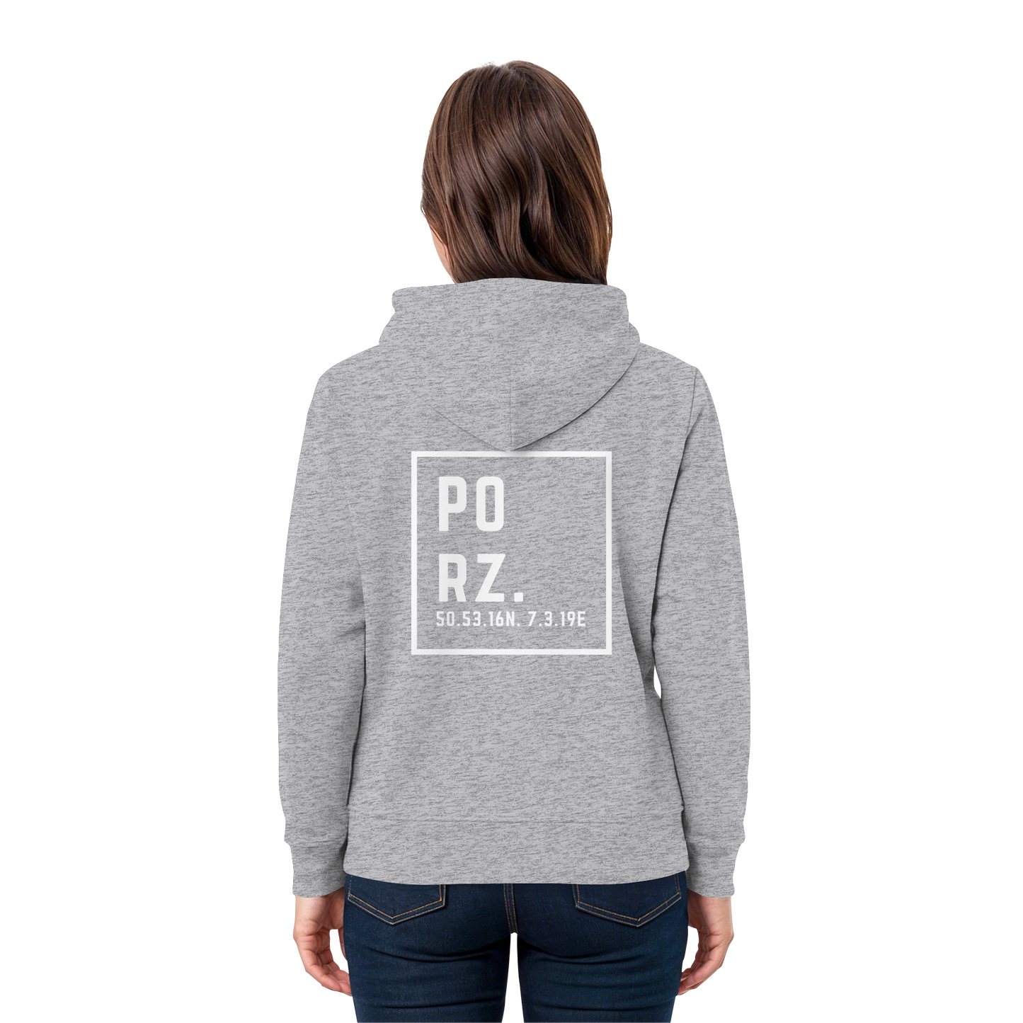 Porz Koordinaten (großer Druck Rücken) - Premium Unisex Hoodie