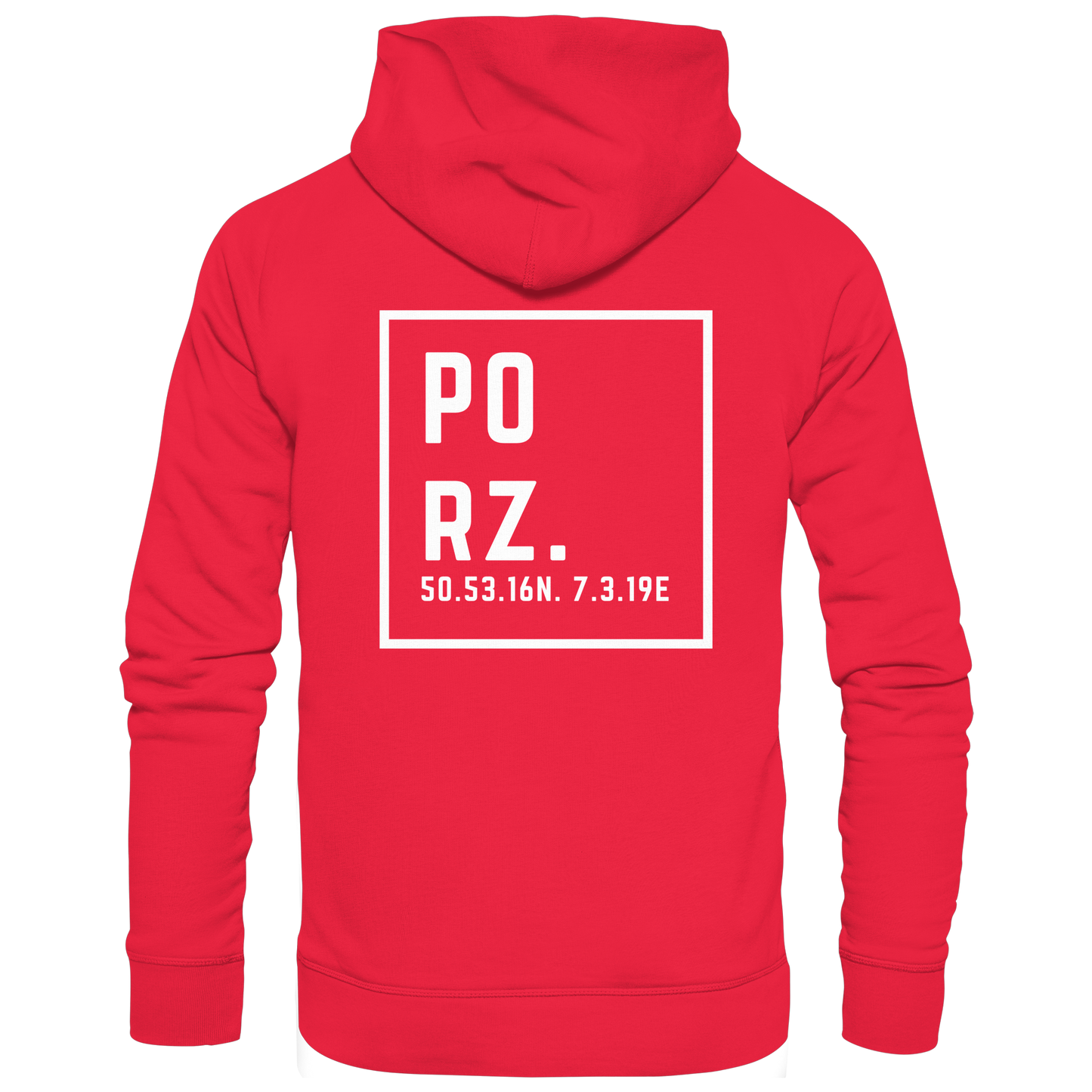 Porz Koordinaten (großer Druck Rücken) - Premium Unisex Hoodie