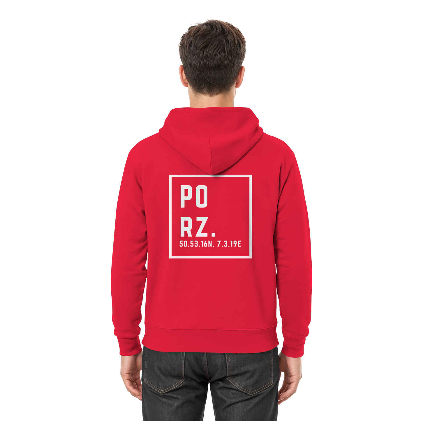 Porz Koordinaten (großer Druck Rücken) - Premium Unisex Hoodie
