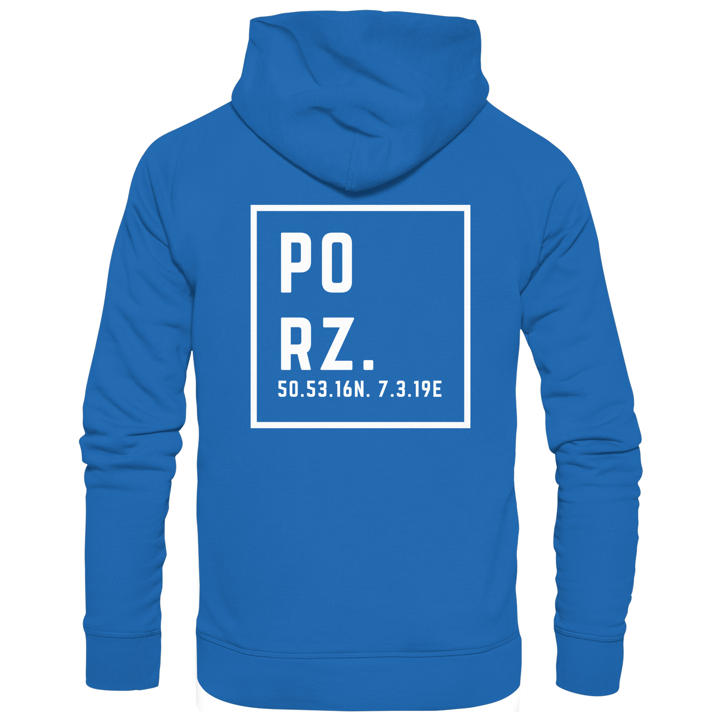 Porz Koordinaten (großer Druck Rücken) - Premium Unisex Hoodie
