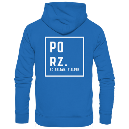 Porz Koordinaten (großer Druck Rücken) - Premium Unisex Hoodie