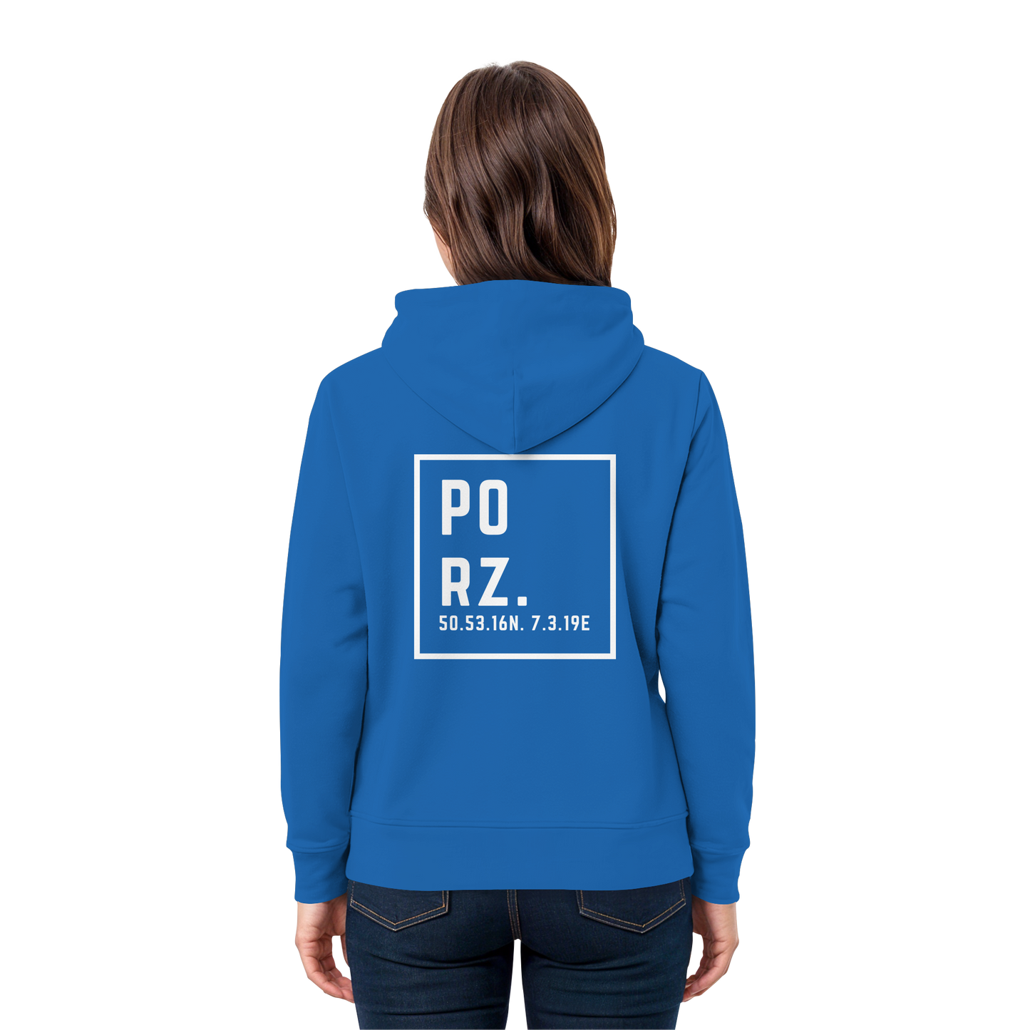 Porz Koordinaten (großer Druck Rücken) - Premium Unisex Hoodie