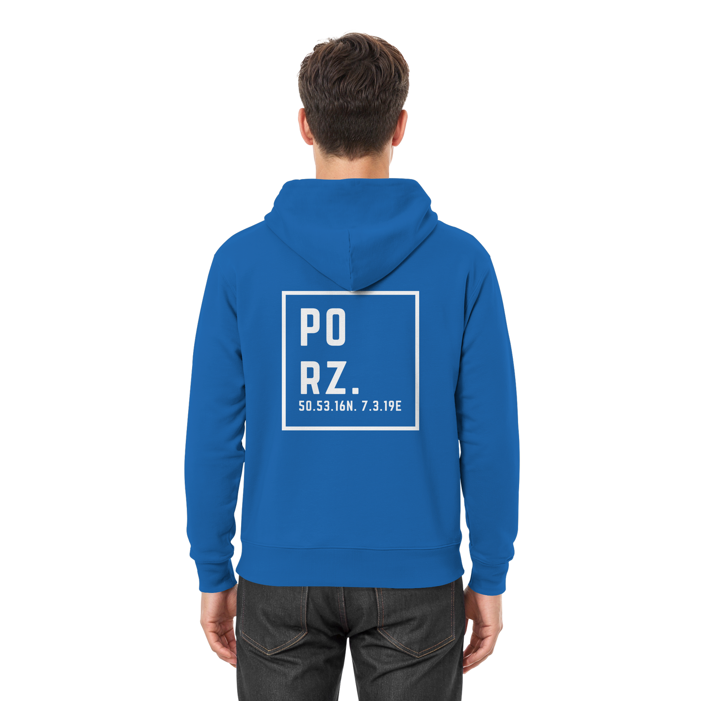 Porz Koordinaten (großer Druck Rücken) - Premium Unisex Hoodie