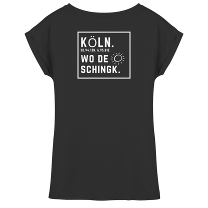 Wo de Sonn schingk - Köln Druck Rücken  - Womens Extended Shoulder T-Shirt