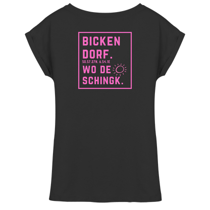 Wo de Sonn schingk - Bickendorf Druck Rücken - Womens Extended Shoulder T-Shirt