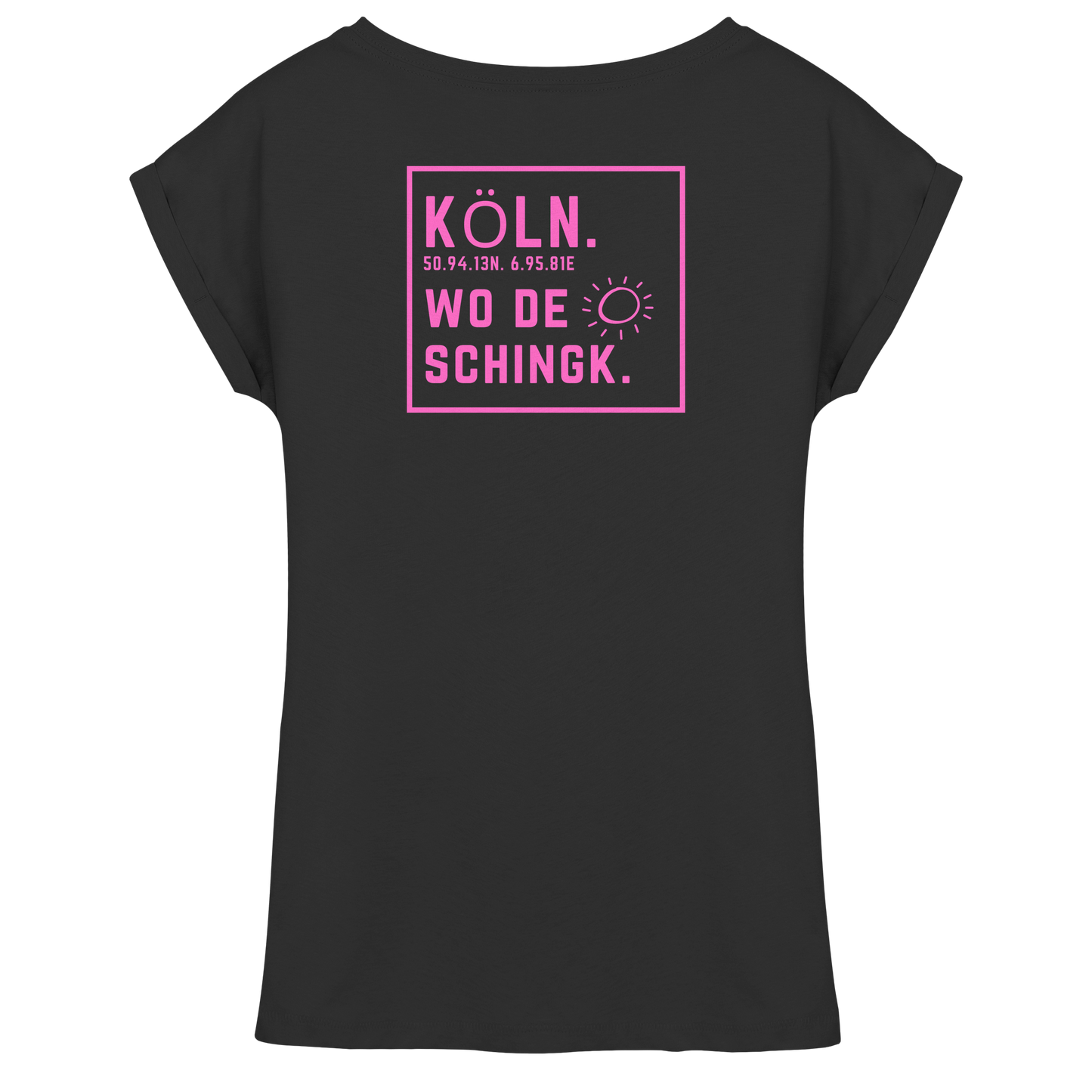 Wo de Sonn schingk - Köln Druck Rücken - Womens Extended Shoulder T-Shirt