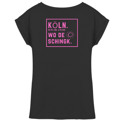 Wo de Sonn schingk - Köln Druck Rücken - Womens Extended Shoulder T-Shirt
