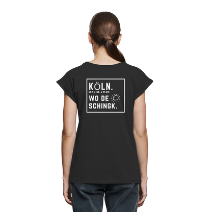 Wo de Sonn schingk - Köln Druck Rücken  - Womens Extended Shoulder T-Shirt