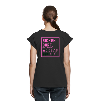 Wo de Sonn schingk - Bickendorf Druck Rücken - Womens Extended Shoulder T-Shirt
