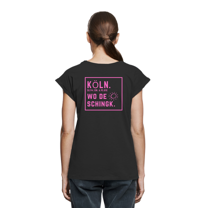 Wo de Sonn schingk - Köln Druck Rücken - Womens Extended Shoulder T-Shirt