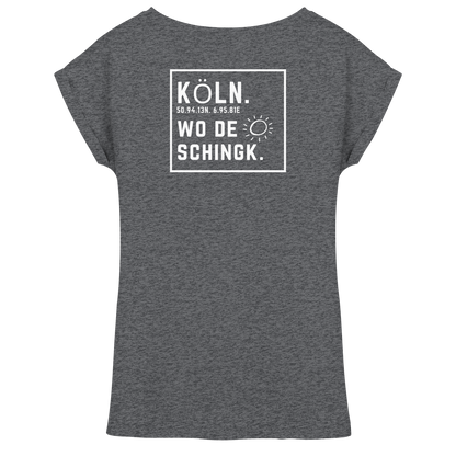 Wo de Sonn schingk - Köln Druck Rücken  - Womens Extended Shoulder T-Shirt