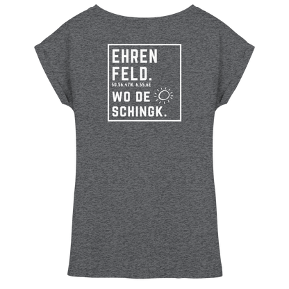 Wo de Sonn schingk - Ehrenfeld Druck Rücken  - Womens Extended Shoulder T-Shirt