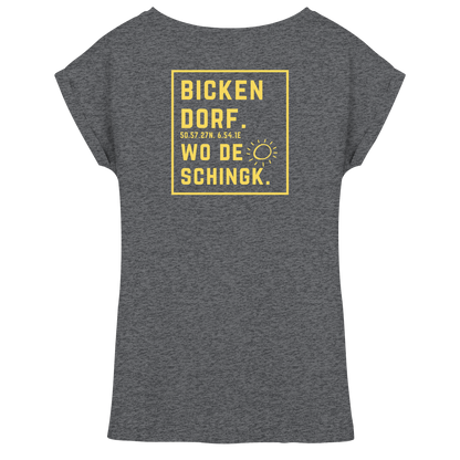 Wo de Sonn schingk - Bickendorf Druck Rücken - Womens Extended Shoulder T-Shirt