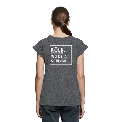 Wo de Sonn schingk - Köln Druck Rücken  - Womens Extended Shoulder T-Shirt