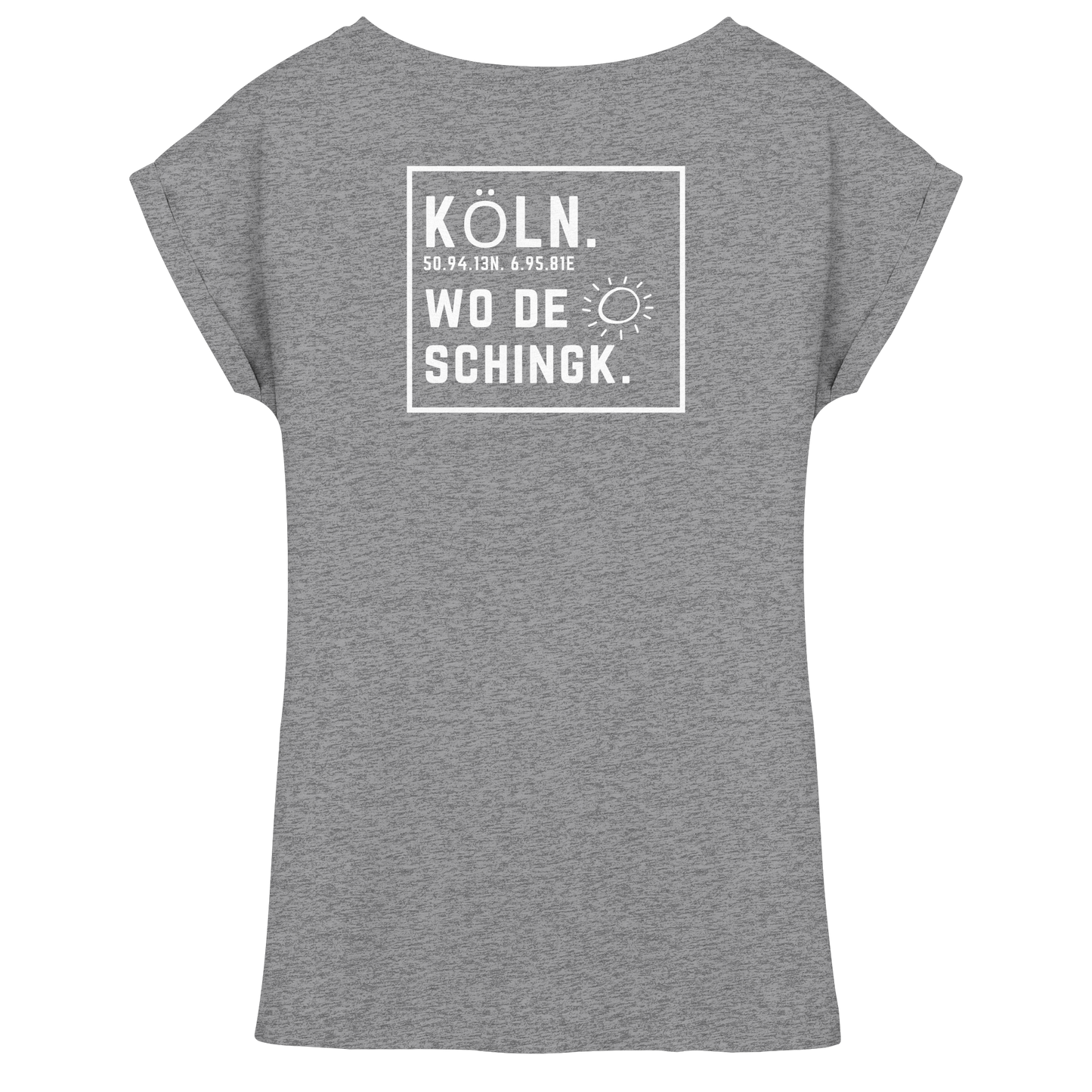 Wo de Sonn schingk - Köln Druck Rücken  - Womens Extended Shoulder T-Shirt