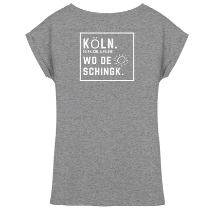 Wo de Sonn schingk - Köln Druck Rücken  - Womens Extended Shoulder T-Shirt