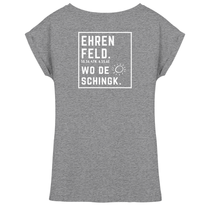 Wo de Sonn schingk - Ehrenfeld Druck Rücken  - Womens Extended Shoulder T-Shirt