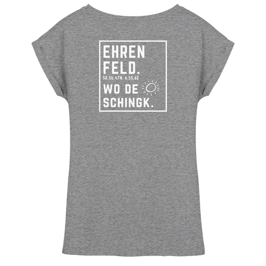 Wo de Sonn schingk - Ehrenfeld Druck Rücken  - Womens Extended Shoulder T-Shirt