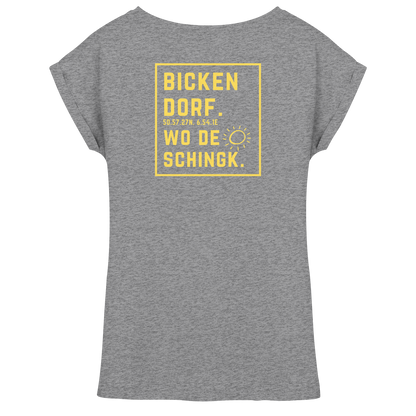 Wo de Sonn schingk - Bickendorf Druck Rücken - Womens Extended Shoulder T-Shirt