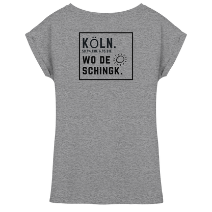 Wo de Sonn schingk - Köln Druck Rücken  - Womens Extended Shoulder T-Shirt