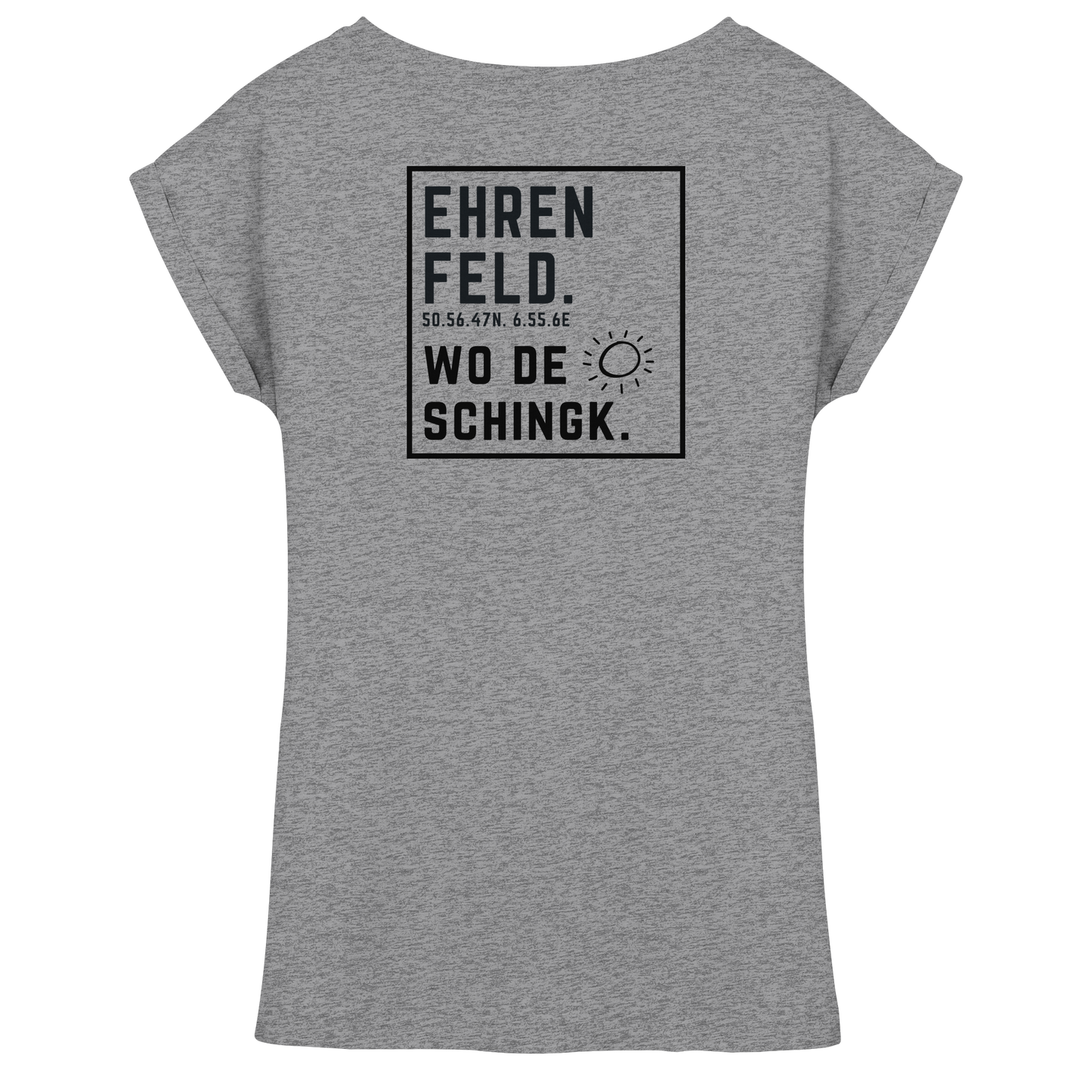 Wo de Sonn schingk - Ehrenfeld Druck Rücken - Womens Extended Shoulder T-Shirt