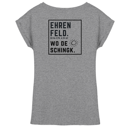 Wo de Sonn schingk - Ehrenfeld Druck Rücken - Womens Extended Shoulder T-Shirt