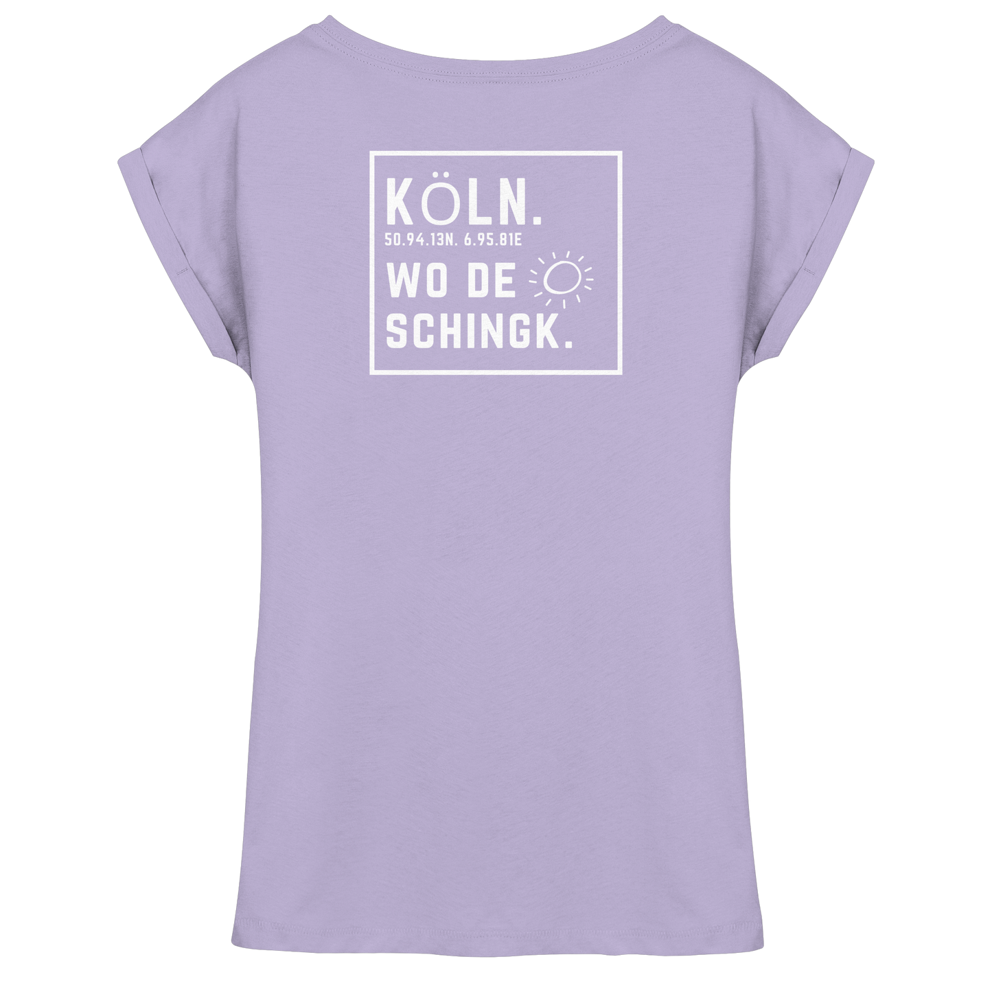 Wo de Sonn schingk - Köln Druck Rücken  - Womens Extended Shoulder T-Shirt