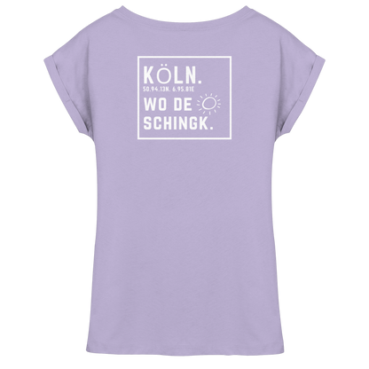 Wo de Sonn schingk - Köln Druck Rücken  - Womens Extended Shoulder T-Shirt