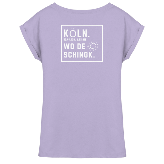 Wo de Sonn schingk - Köln Druck Rücken  - Womens Extended Shoulder T-Shirt