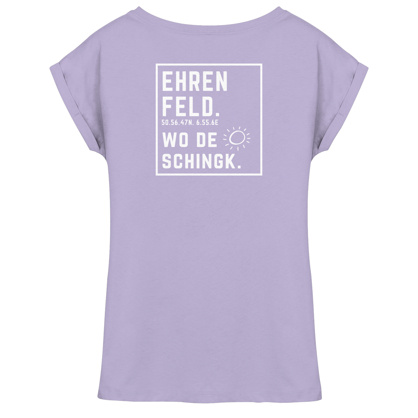 Wo de Sonn schingk - Ehrenfeld Druck Rücken  - Womens Extended Shoulder T-Shirt