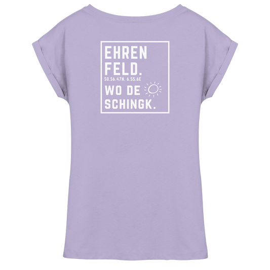 Wo de Sonn schingk - Ehrenfeld Druck Rücken  - Womens Extended Shoulder T-Shirt