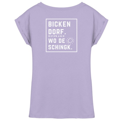 Wo de Sonn schingk - Bickendorf Druck Rücken - Womens Extended Shoulder T-Shirt