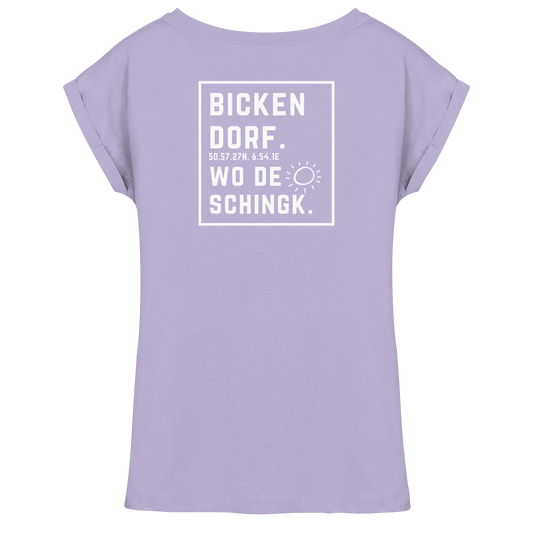 Wo de Sonn schingk - Bickendorf Druck Rücken - Womens Extended Shoulder T-Shirt