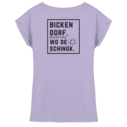 Wo de Sonn schingk - Bickendorf Druck Rücken - Womens Extended Shoulder T-Shirt