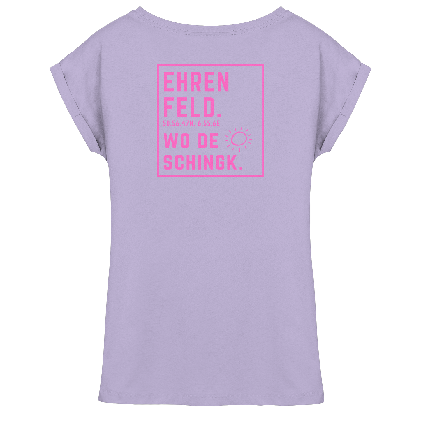 Wo de Sonn schingk - Ehrenfeld Druck Rücken  - Womens Extended Shoulder T-Shirt