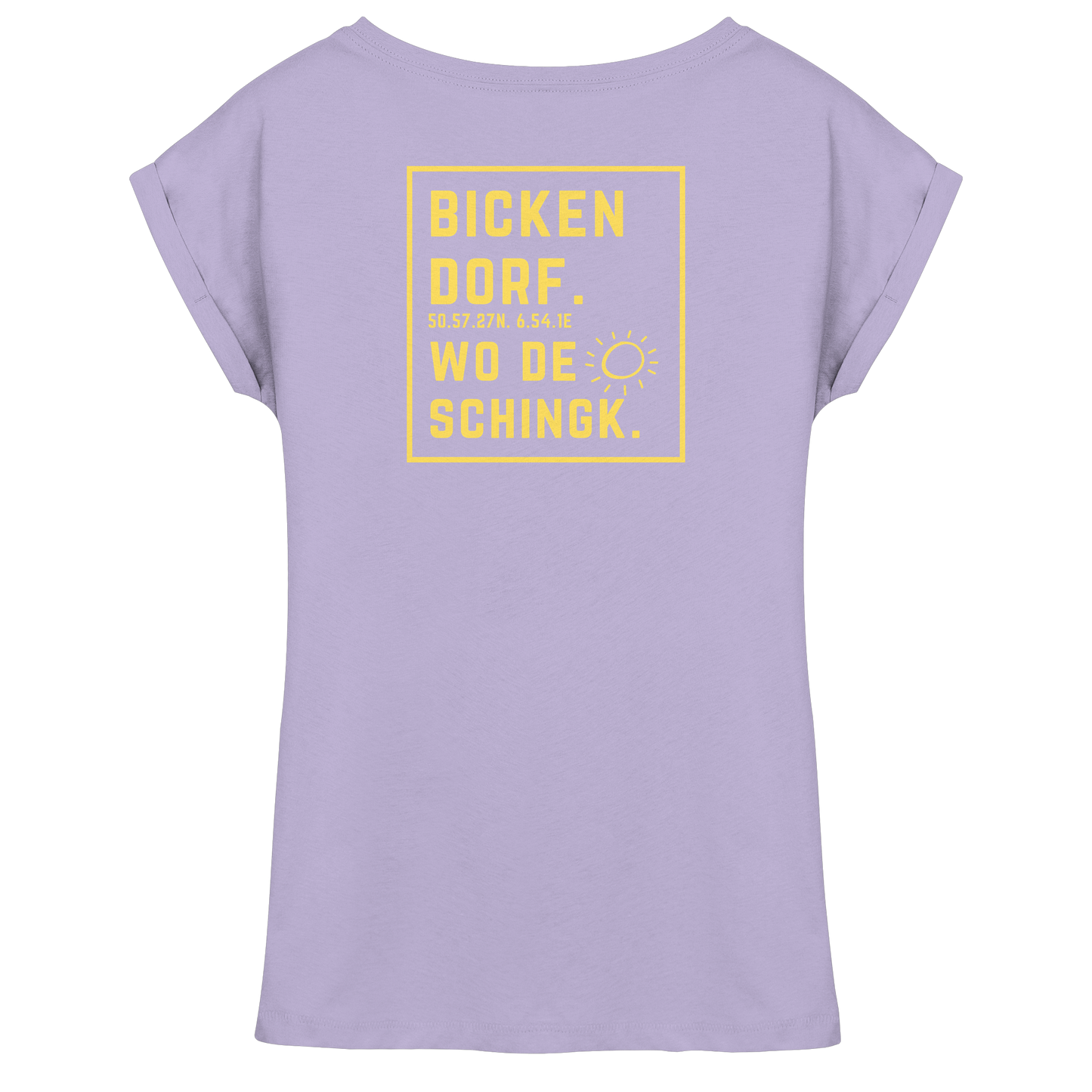 Wo de Sonn schingk - Bickendorf Druck Rücken - Womens Extended Shoulder T-Shirt