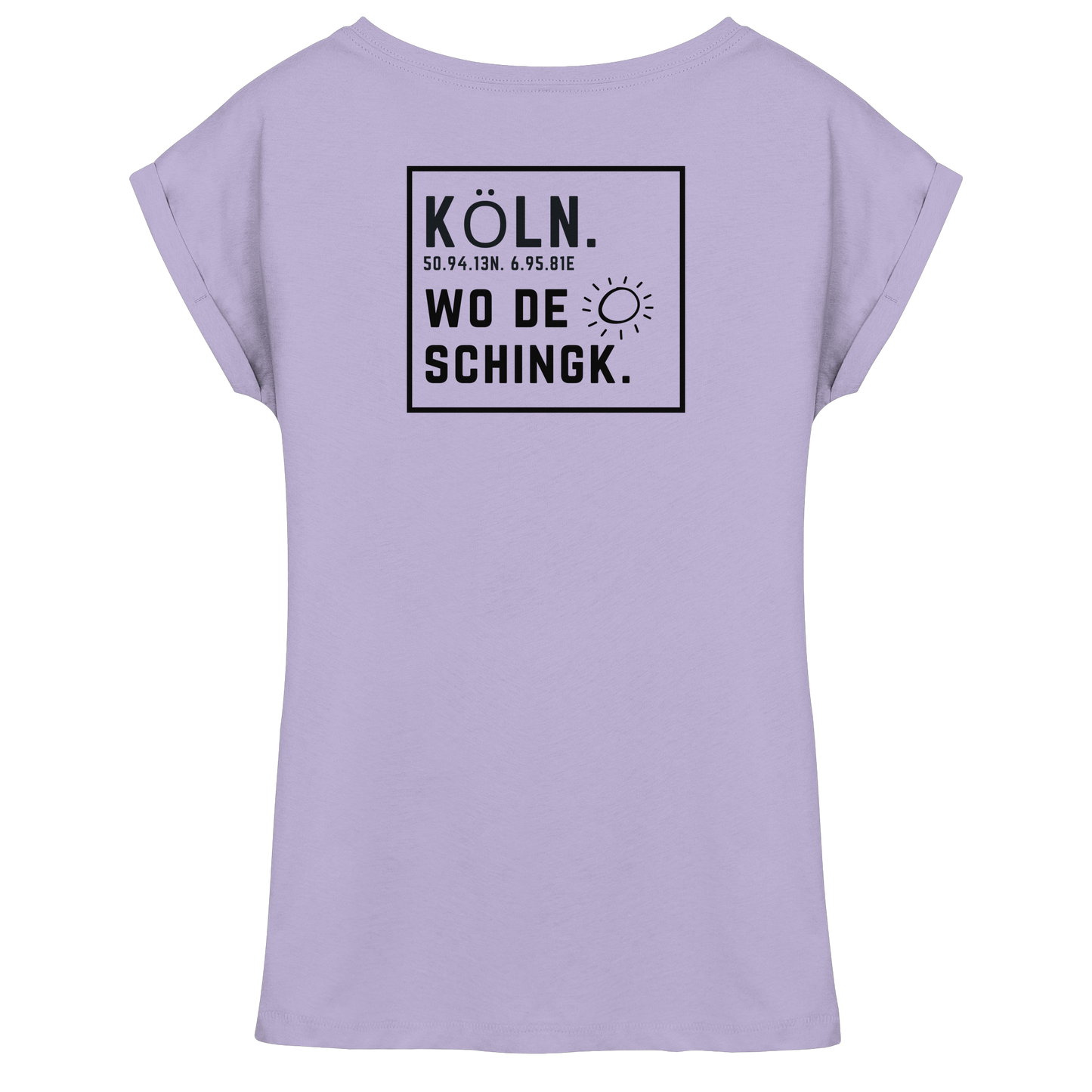 Wo de Sonn schingk - Köln Druck Rücken  - Womens Extended Shoulder T-Shirt