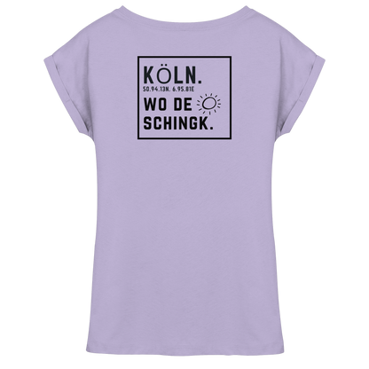 Wo de Sonn schingk - Köln Druck Rücken  - Womens Extended Shoulder T-Shirt