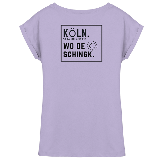 Wo de Sonn schingk - Köln Druck Rücken  - Womens Extended Shoulder T-Shirt