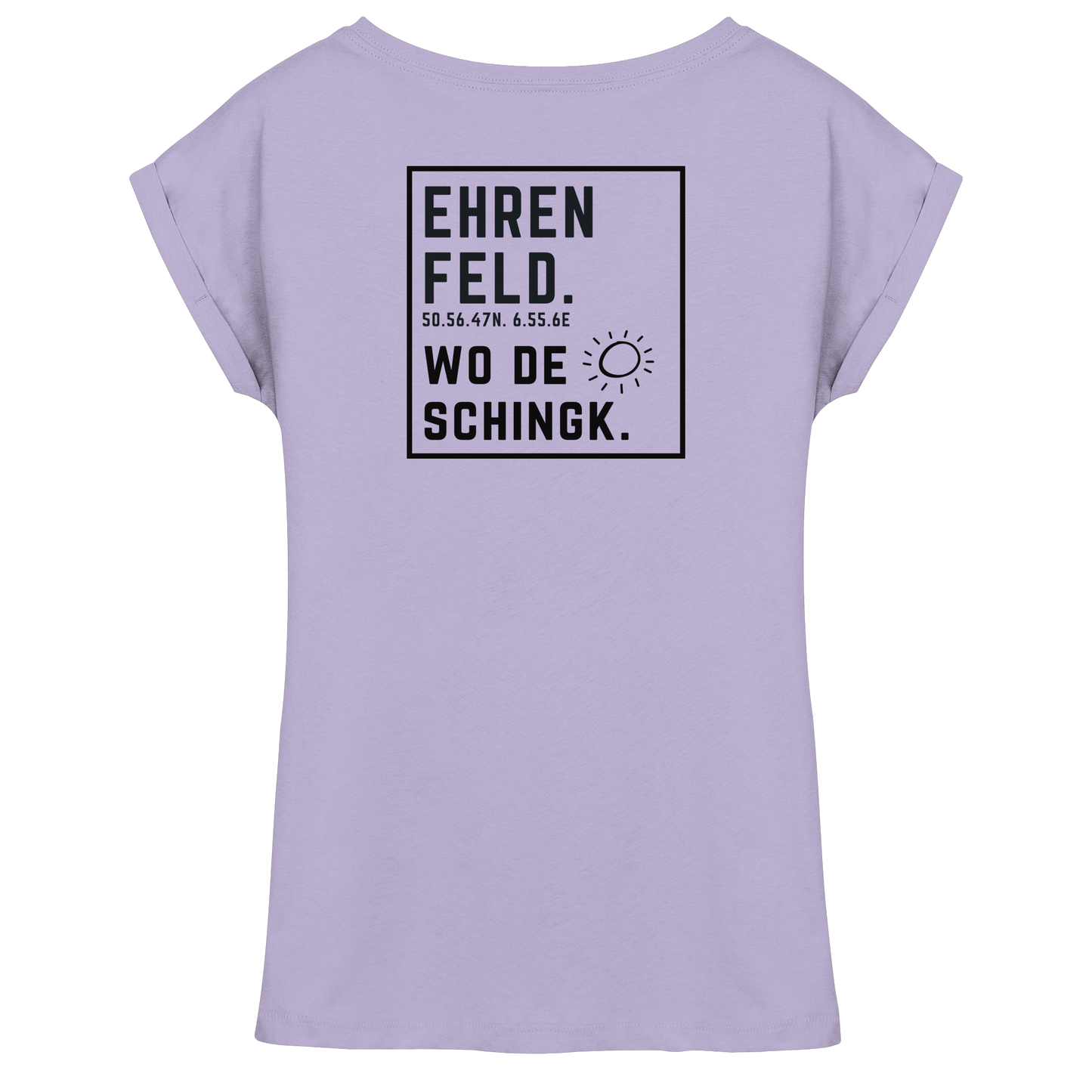 Wo de Sonn schingk - Ehrenfeld Druck Rücken - Womens Extended Shoulder T-Shirt