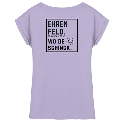 Wo de Sonn schingk - Ehrenfeld Druck Rücken - Womens Extended Shoulder T-Shirt